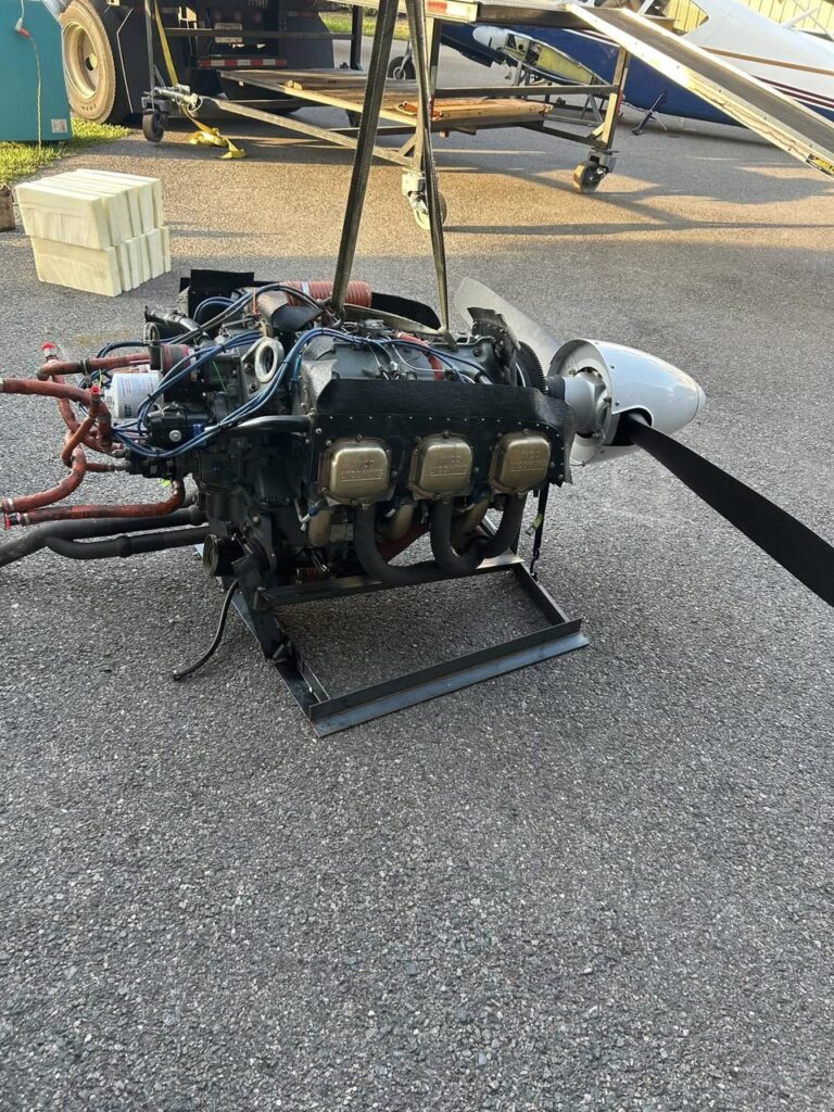 Piper Aztec engine being prepared for shipment to Japan