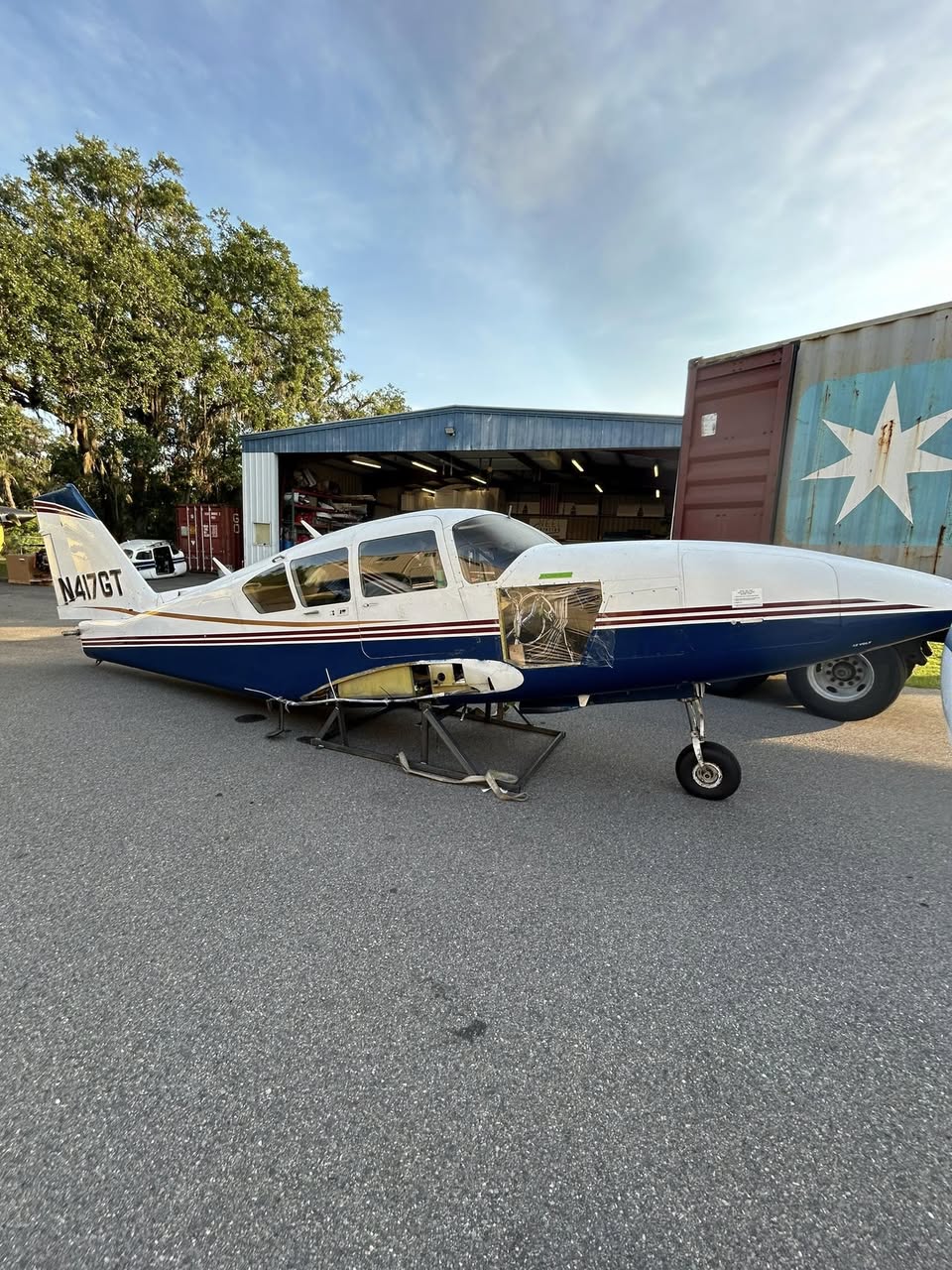 Piper Aztec being prepared for export to Japan.
