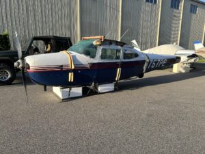 Cessna 182TR aircraft being disassembled by Neel Aviation for shipment to Italy