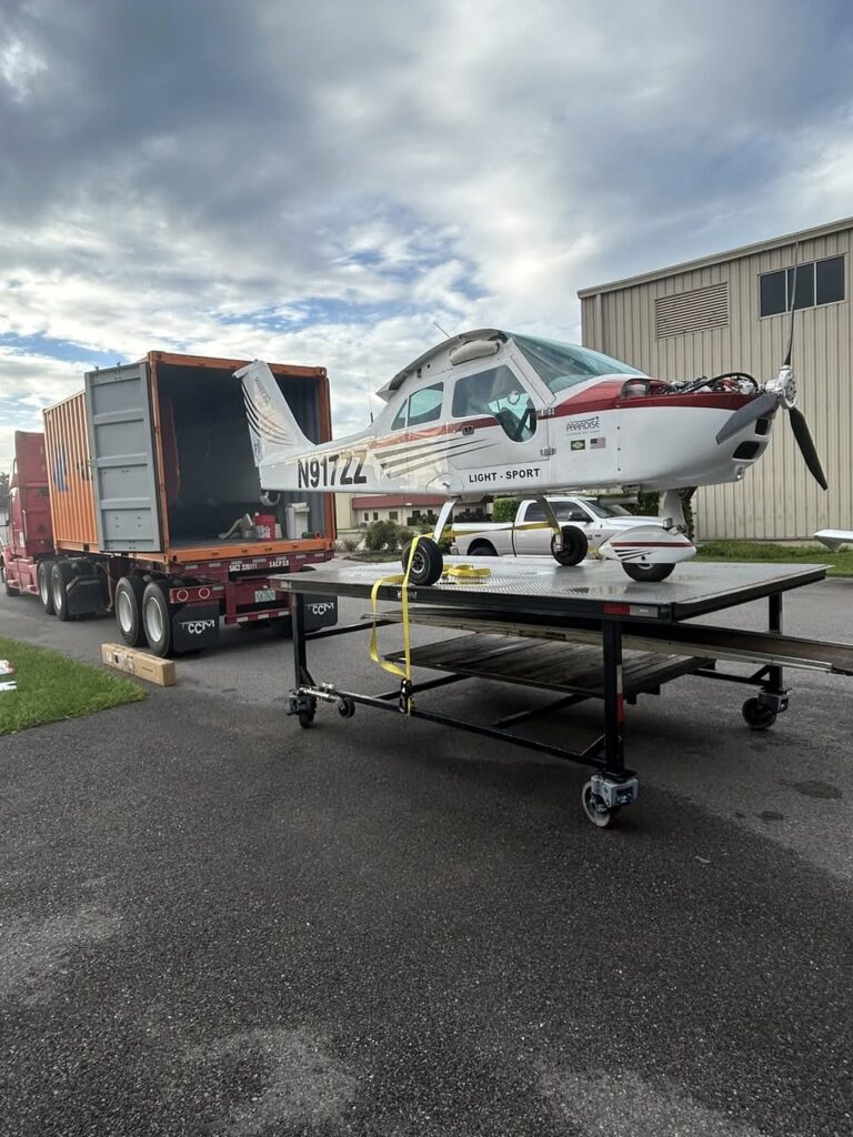 Paradise Light Sport aircraft being containerized by Neel Aviation for shipment to Uruguay