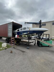 Piper Seneca aircraft loaded by Neel Aviation for shipment to South Africa