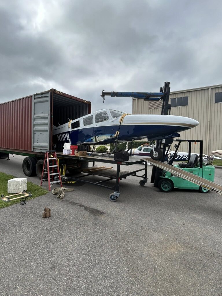 Piper Seneca aircraft loaded by Neel Aviation for shipment to South Africa