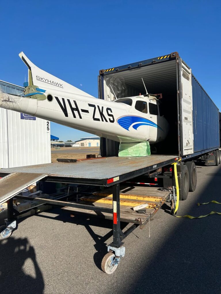 Four Cessna 172 aircraft arriving from Australia for reassembly by Neel Aviation